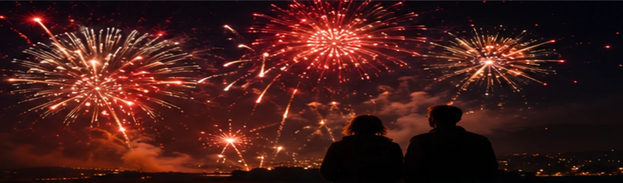 Feuerwerk am Nachthimmel – Symbolbild für sicheres Feuerwerk online kaufen